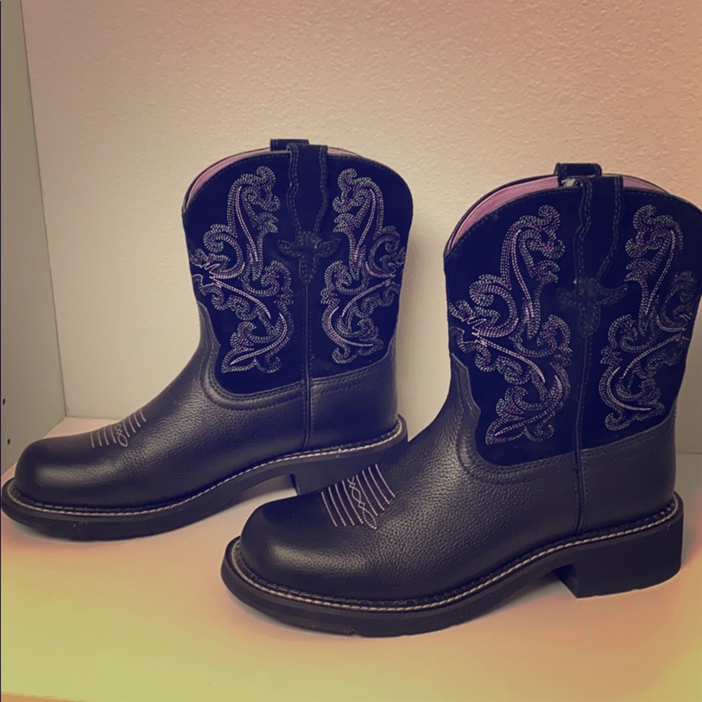 Ariat FatBaby Black Suede Cowgirl Boots